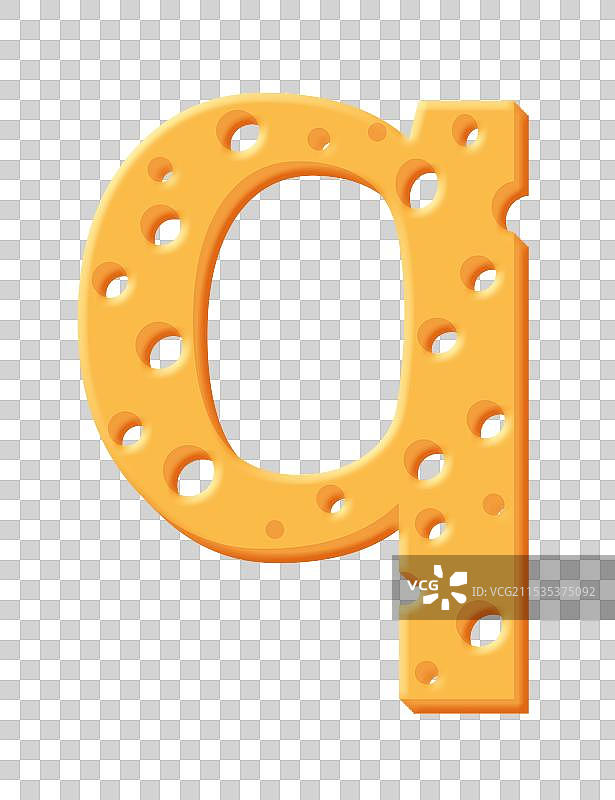 小写英文字母q奶酪字体3d符号创意图案设计免扣元素图片素材