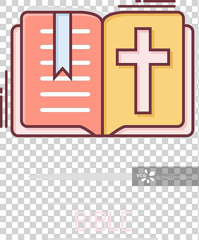 漫画风格的教会信仰圣经书籍图标图片素材