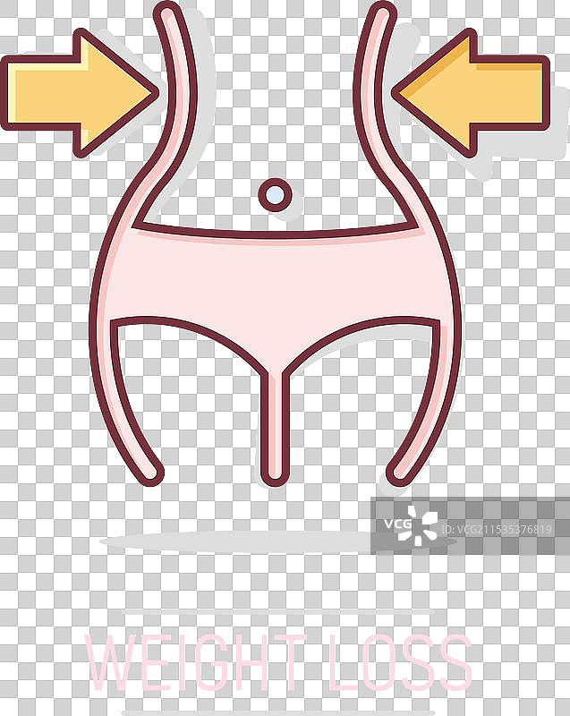 漫画风格的减肥图标，肚子卡通形象图片素材