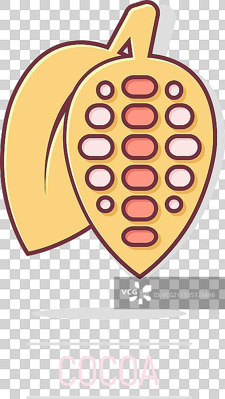 漫画风格的可可豆图标与巧克力奶油图片素材