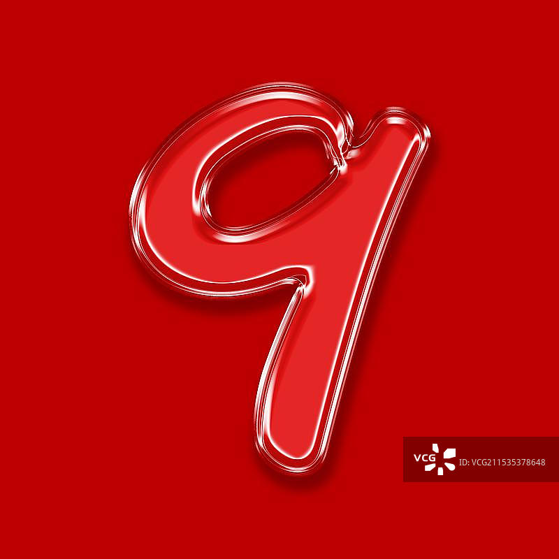 塑料玻璃透明字体红色倒计时数字9免扣图形图片素材