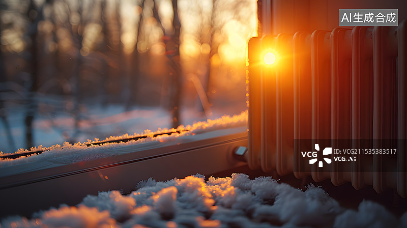 【AI数字艺术】阳光下暖洋洋的房间暖气供暖图片素材