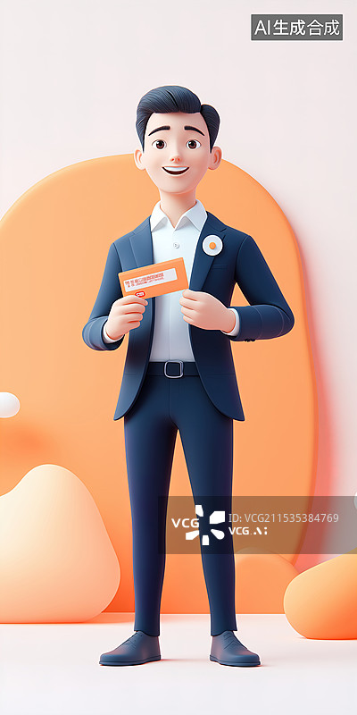 【AI数字艺术】卡通人物拿着信用卡图片素材