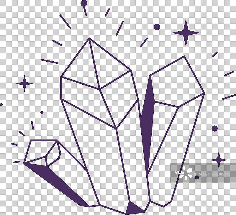 神秘发光的水晶或月亮石与星星图片素材