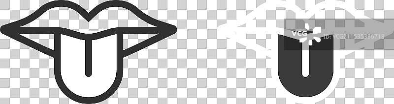 嘴巴舌头图标线条轮廓艺术图形图片素材