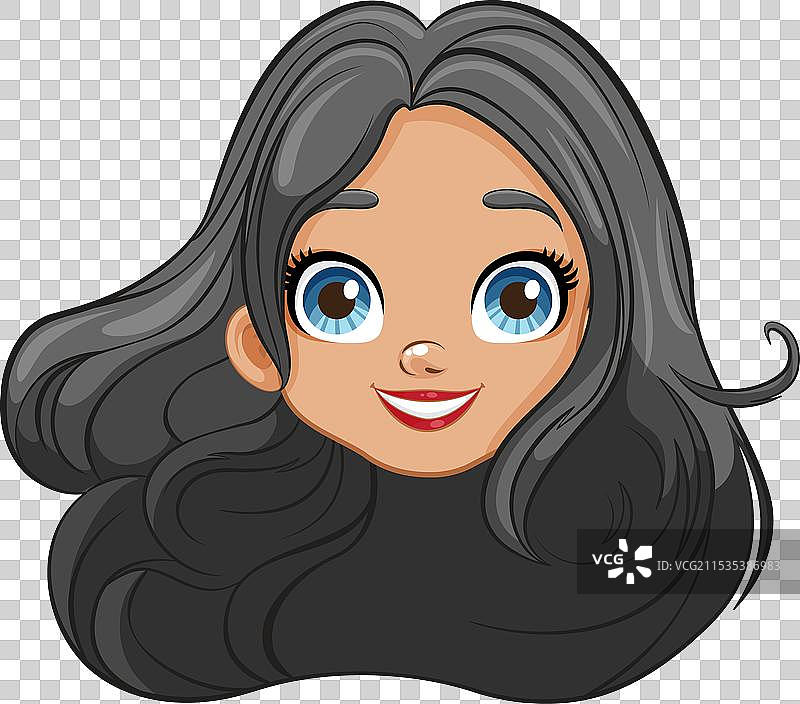 微笑的大眼睛美女卡通形象图片素材