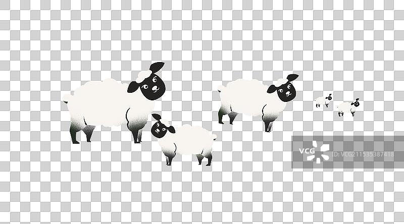可爱白色羊群图片素材