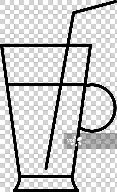 玻璃杯中的咖啡拿铁线条图标图片素材