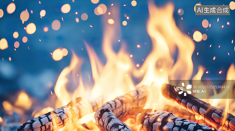 【AI数字艺术】雪地里的篝火图片素材