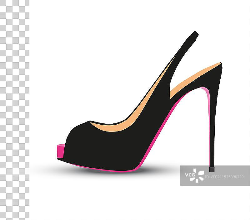 黑色后系带露趾高跟鞋图片素材
