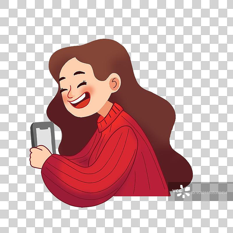 拿着手机微笑的女生图片素材