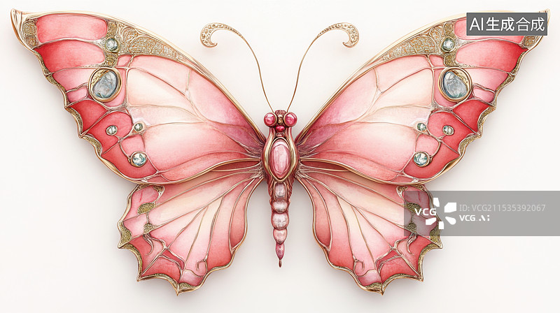 【AI数字艺术】美丽的粉色蝴蝶图片素材