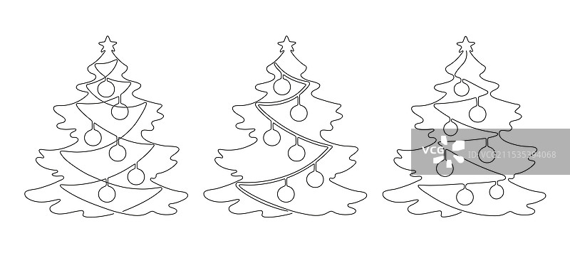 圣诞冷杉树上挂着装饰球和图片素材