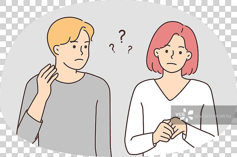 沮丧的情侣产生误解图片素材