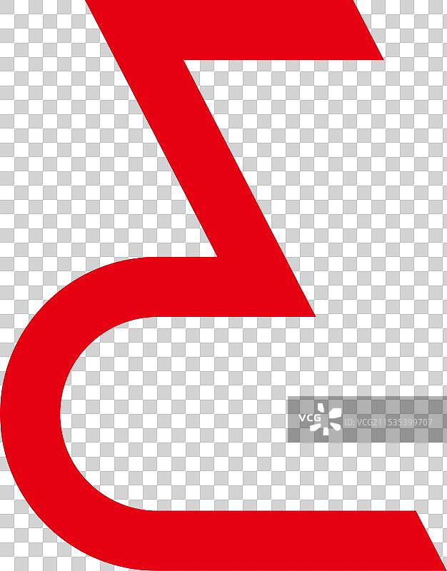 简单几何线条的红色字母CD标志图片素材