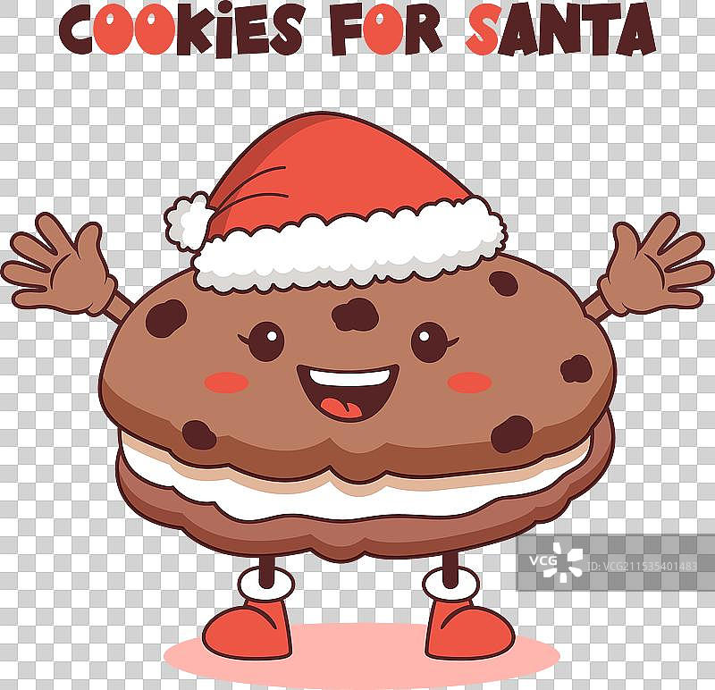 可爱的圣诞饼干戴着圣诞老人帽图片素材