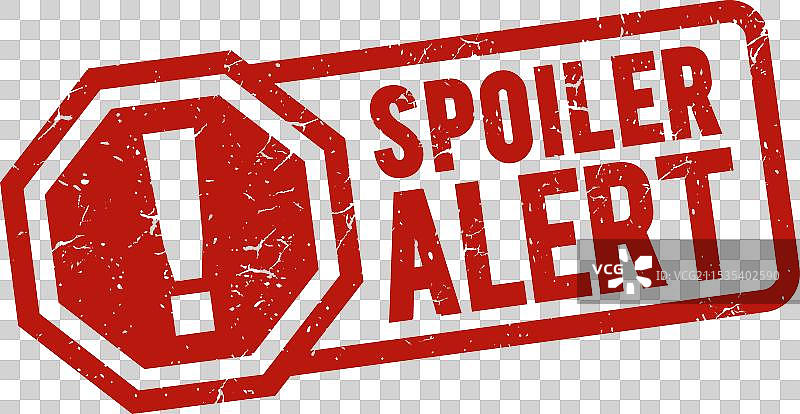 剧透警告橡胶红色印章图片素材