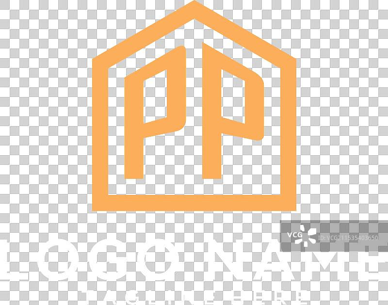 现代抽象家居形状的初始PP标志图片素材