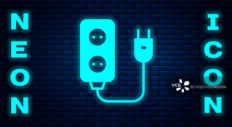 发光的霓虹电气延长线图标图片素材