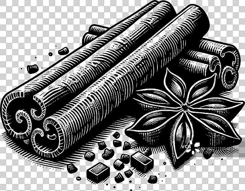 详细的黑白烹饪香料图片素材