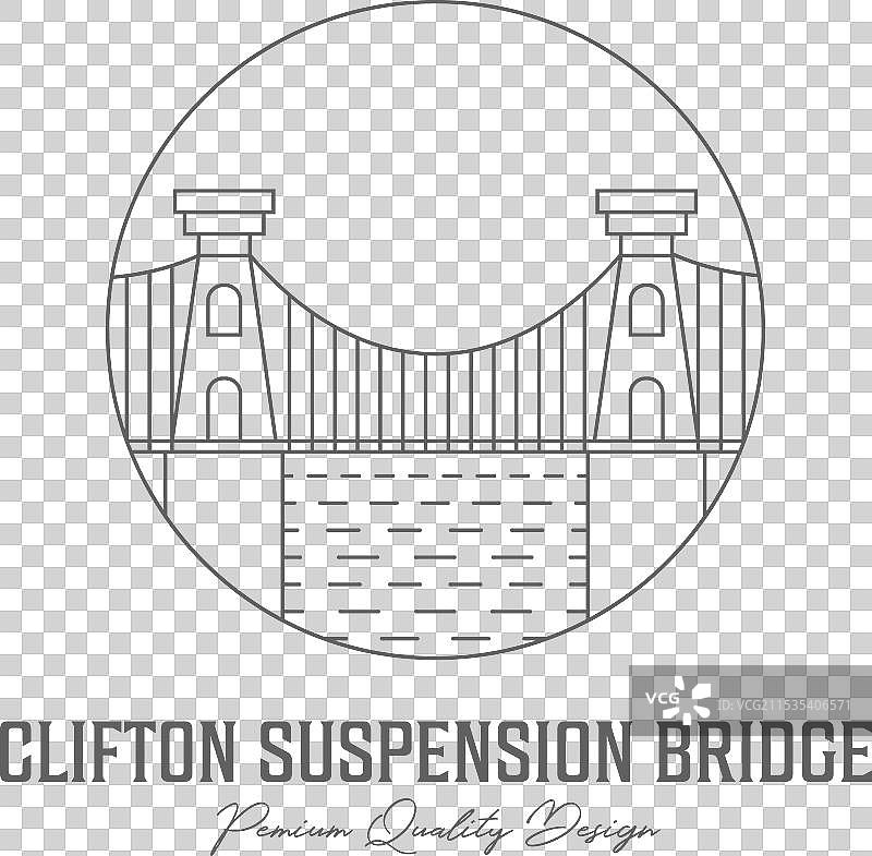 克利夫顿悬索桥极简风格标志设计图片素材
