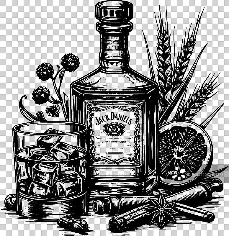 传达复古优雅的酒瓶图片素材