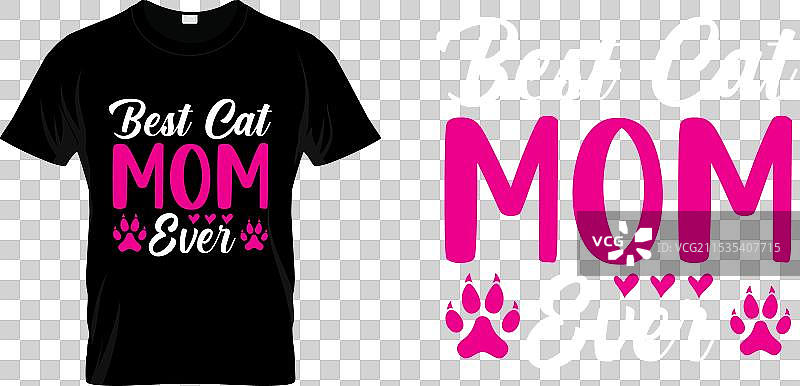 可爱的宠物T恤，最佳猫妈妈，搞笑猫咪T恤图片素材