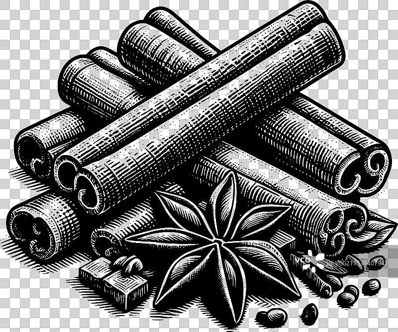 详细的黑白烹饪香料图片素材