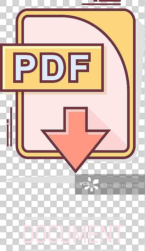 卡通风格的PDF文件图标，带有PDF下载标志图片素材