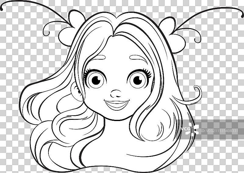 微笑的长发仙女卡通形象图片素材