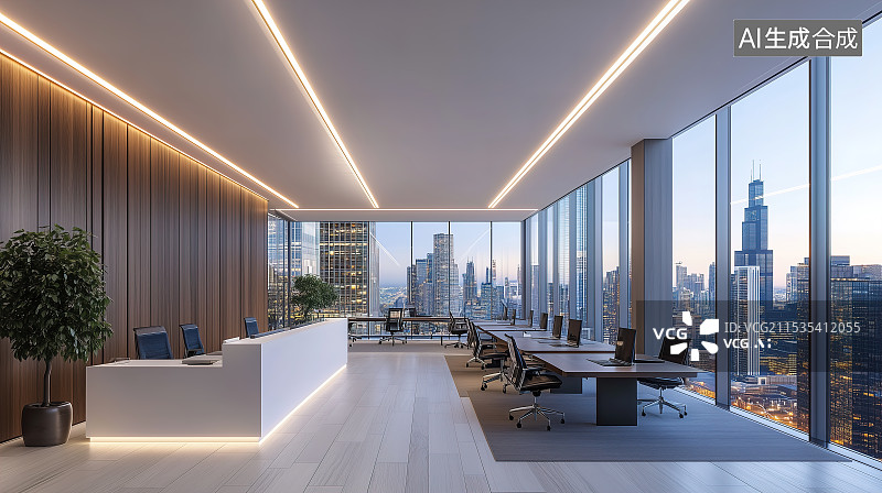 【AI数字艺术】现代办公室内部图片素材