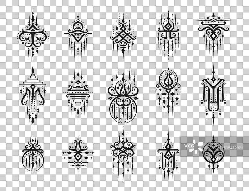 神圣的东方泰国符号，纹身法（Sak Yant）图片素材