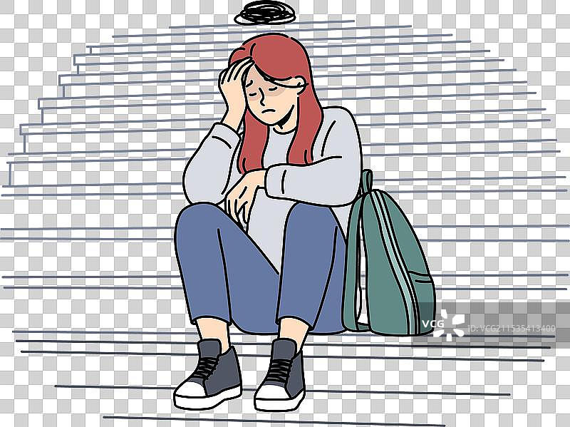 青少年女性因欺凌或骚扰而哭泣图片素材