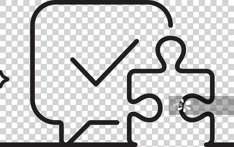 拼图线条图标，拼图块与对话气泡图片素材