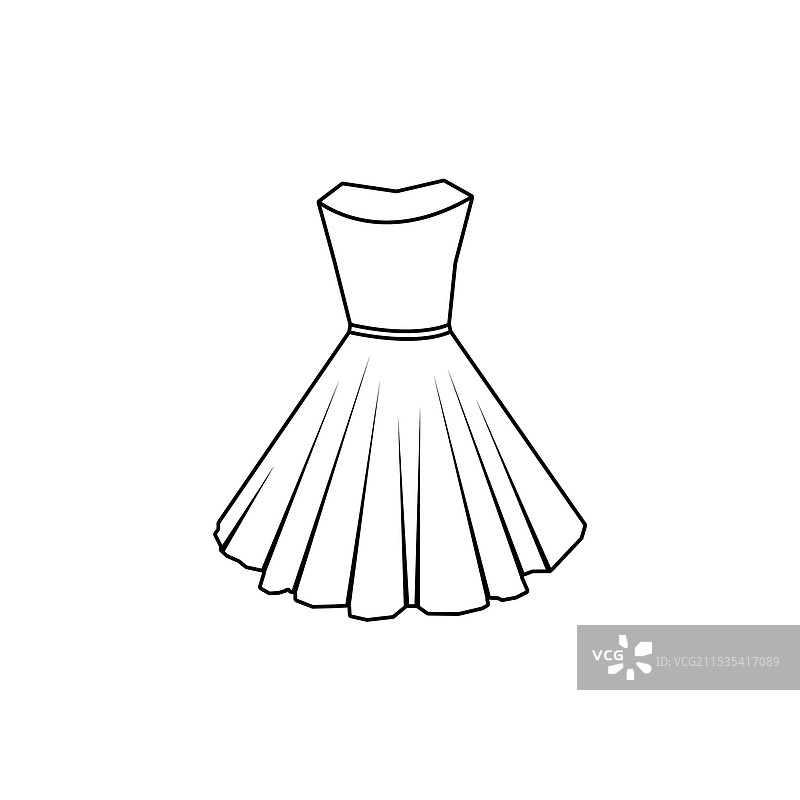 轮廓风格的长款蓬松无袖连衣裙图片素材
