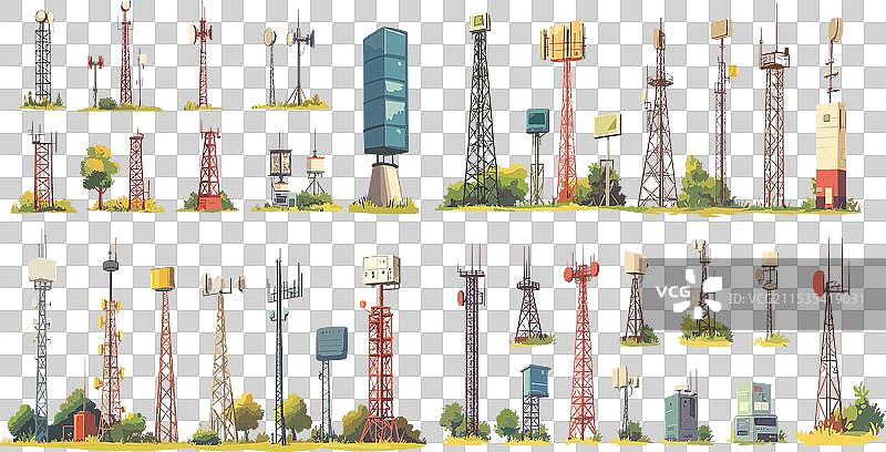 卡通无线塔 5G 4G LTE 天线图片素材