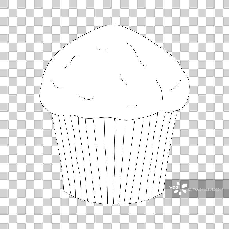 手绘杯子蛋糕线条面包店插图图片素材