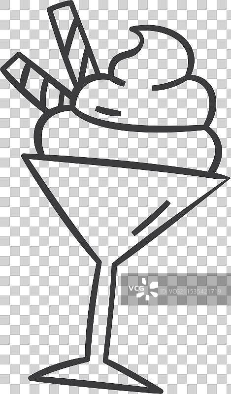 手绘冰淇淋在玻璃杯中图片素材