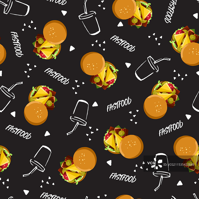 汉堡盛宴，快餐乐趣与汽水图案图片素材