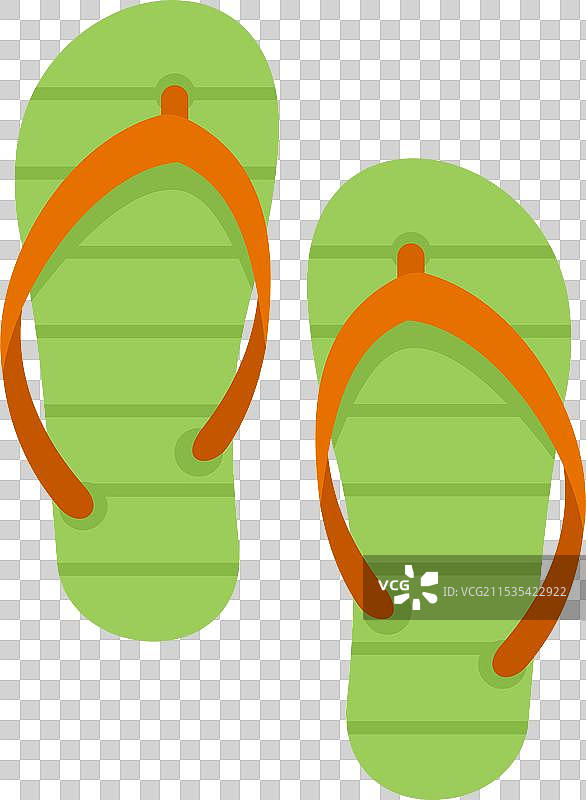 绿色人字拖鞋孤立在白色背景上图片素材
