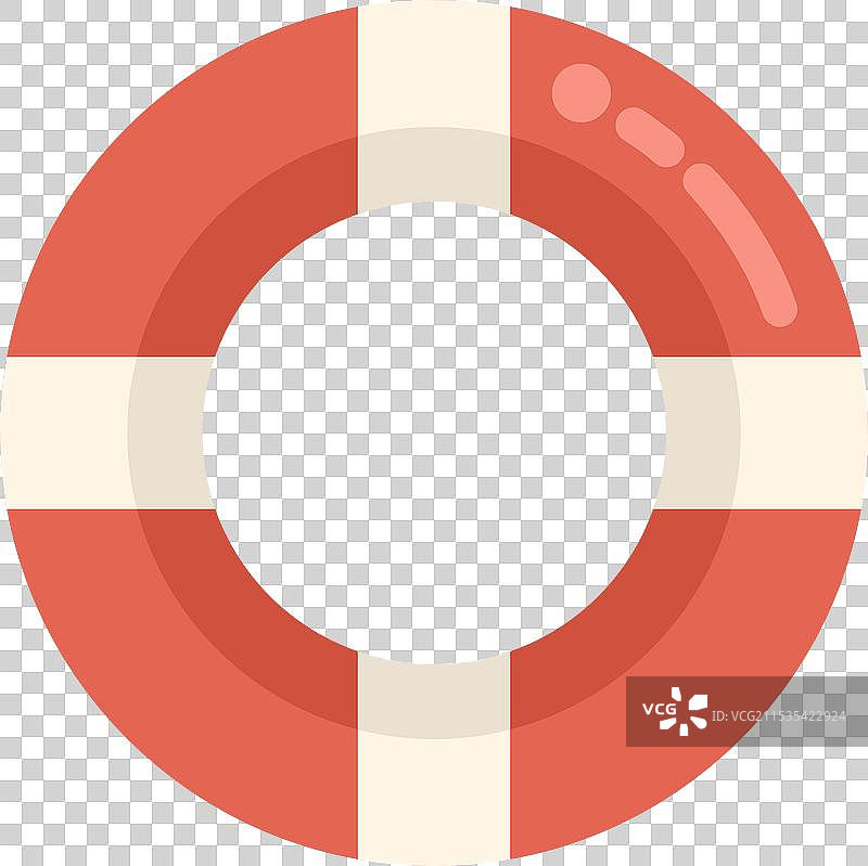 红白相间的救生圈漂浮在水面上，提供帮助图片素材