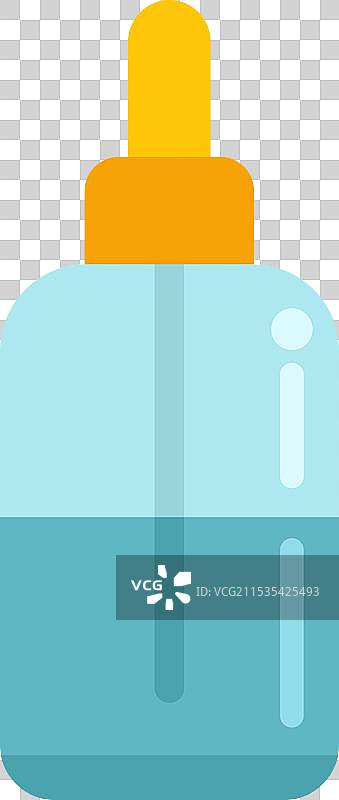 带滴管的玻璃瓶，内含蓝色液体图片素材