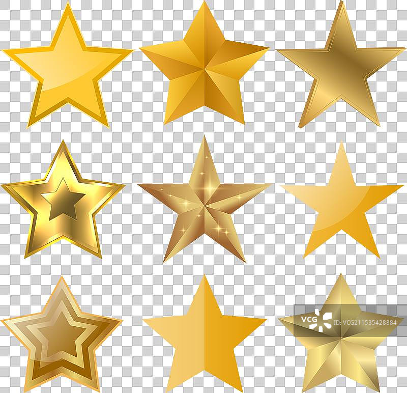 一组金色星星图标图片素材