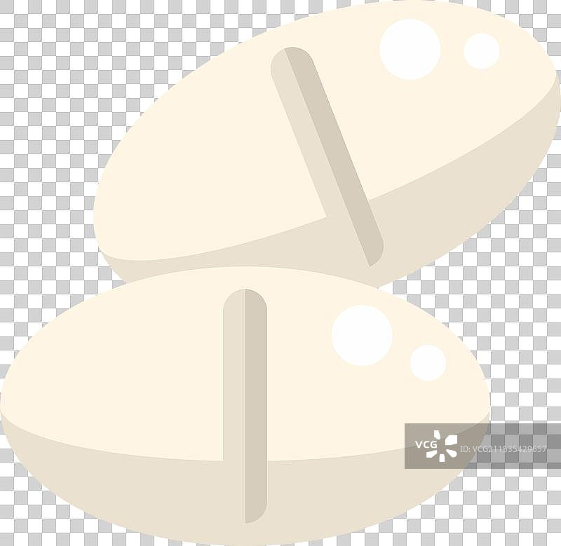 两颗白色椭圆形药丸叠放在一起图片素材