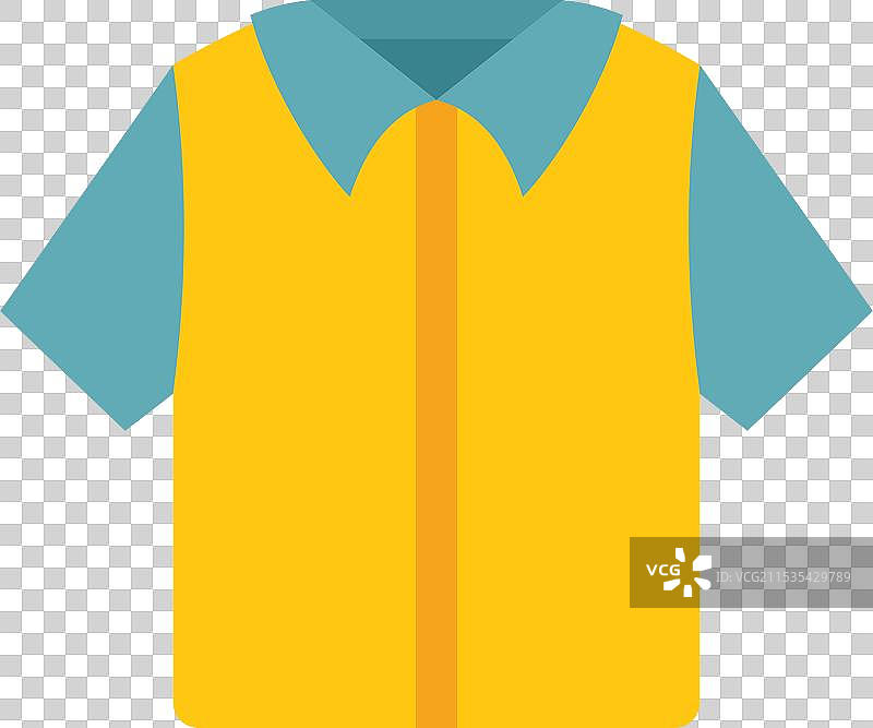 黄色T恤搭配蓝色短袖，极简风格图片素材