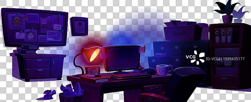 夜间的侦探办公室图片素材