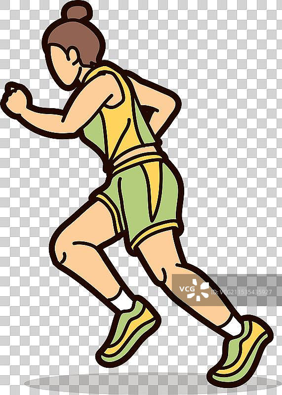 一位女性开始跑步，参加马拉松比赛。图片素材