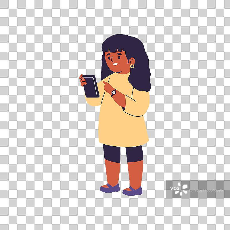 一个快乐的女孩拿着手机图片素材