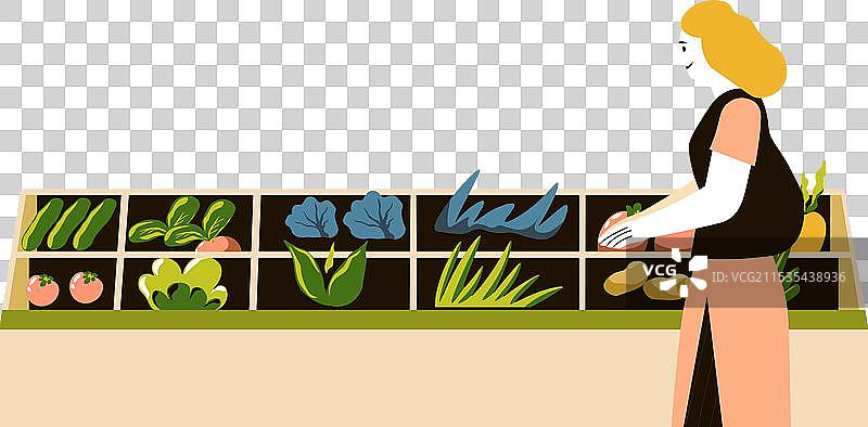 女性在蔬菜摊位购物图片素材