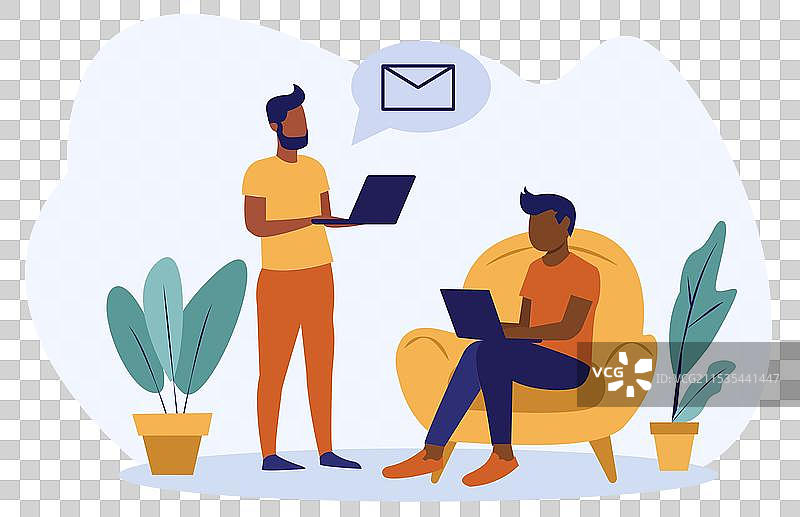 两个人在家庭办公室环境中使用笔记本电脑图片素材